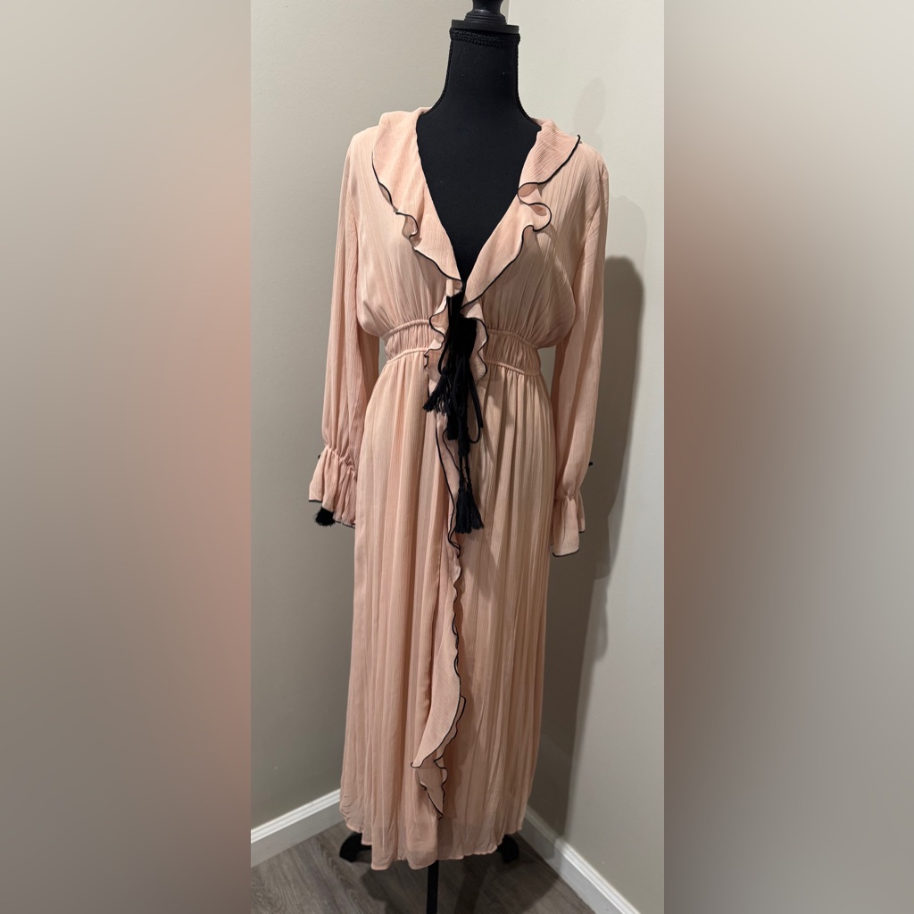 Zara Romantic Blush Ruffle Dress Cottagecore Coquette Romantic Small